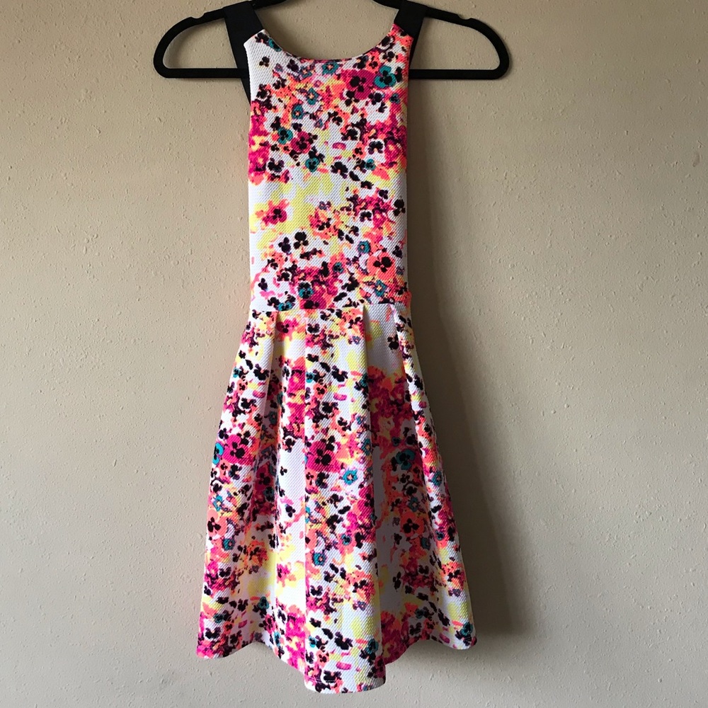 Neon Patterned Criss Cross Back Dress